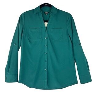 NWT Talbots Teal Green Button-Down Shirt Sz PXS Classic